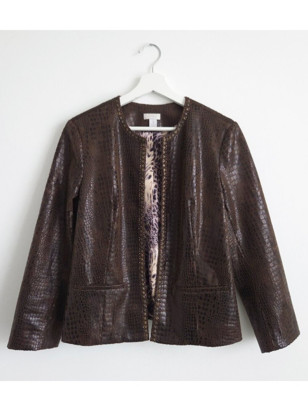 Chico's Faux Leather Embossed Jacket